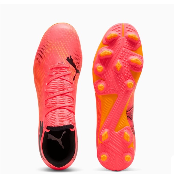 Puma Future 7 Play Firm GroundAg Soccer Cleats Mens Orange, Pink Athletic Sneake - Picture 3 of 4